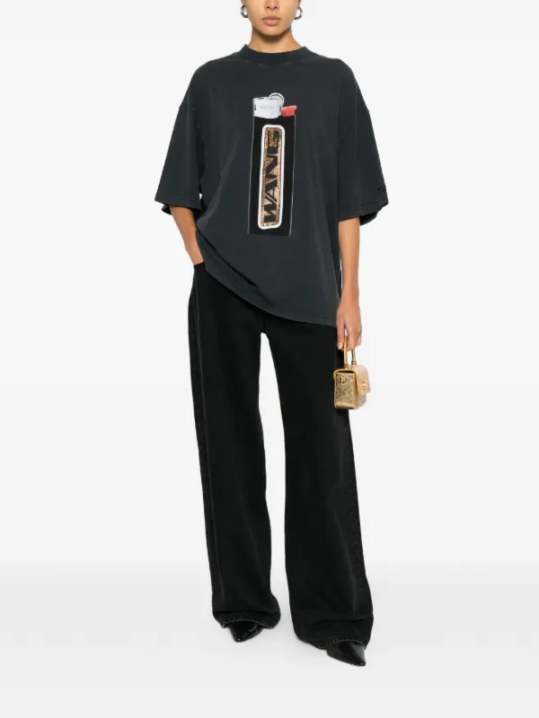 Alexander Wang ラインストーン グラフィック Tシャツ | ブラック