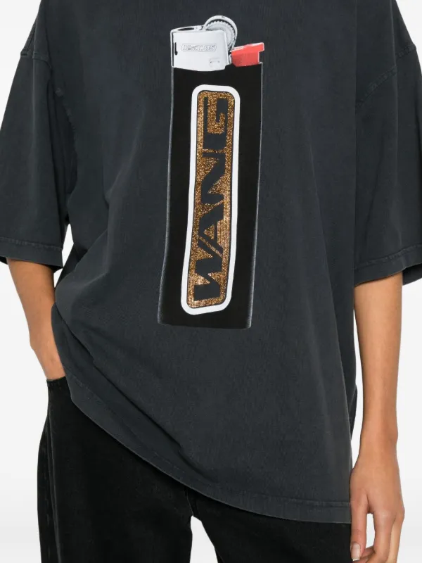Alexander Wang ラインストーン グラフィック Tシャツ | ブラック