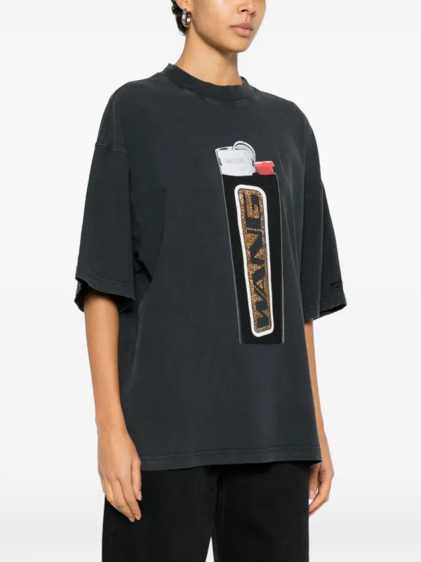 Alexander Wang ラインストーン グラフィック Tシャツ | ブラック