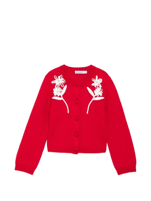 Self-Portrait Kids floral-appliqué cardigan
