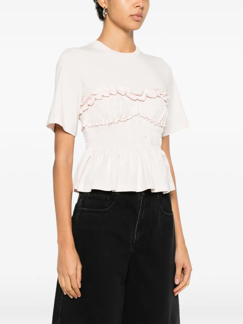Cecilie Bahnsen Gelaagd T-shirt met ruches Roze