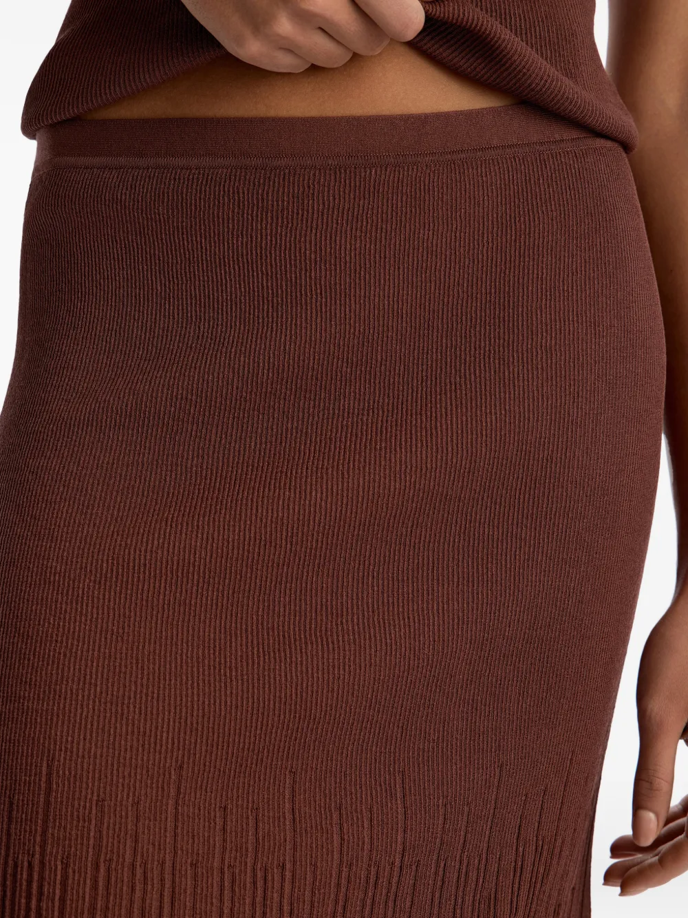 12 STOREEZ Plooirok met elastische taille Bruin