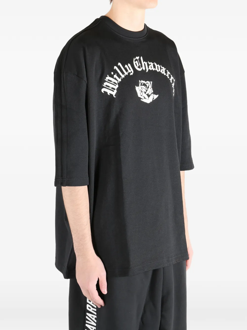 adidas x Willy Chavarria T-shirt met ronde hals en grafische print Zwart