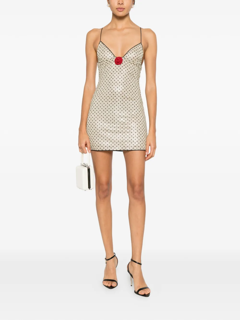 Oséree polka-dot appliqué mini dress - Beige