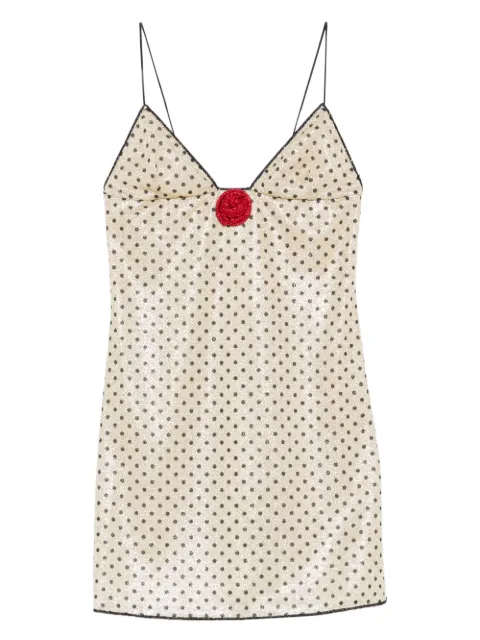 Oséree polka-dot appliqué mini dress