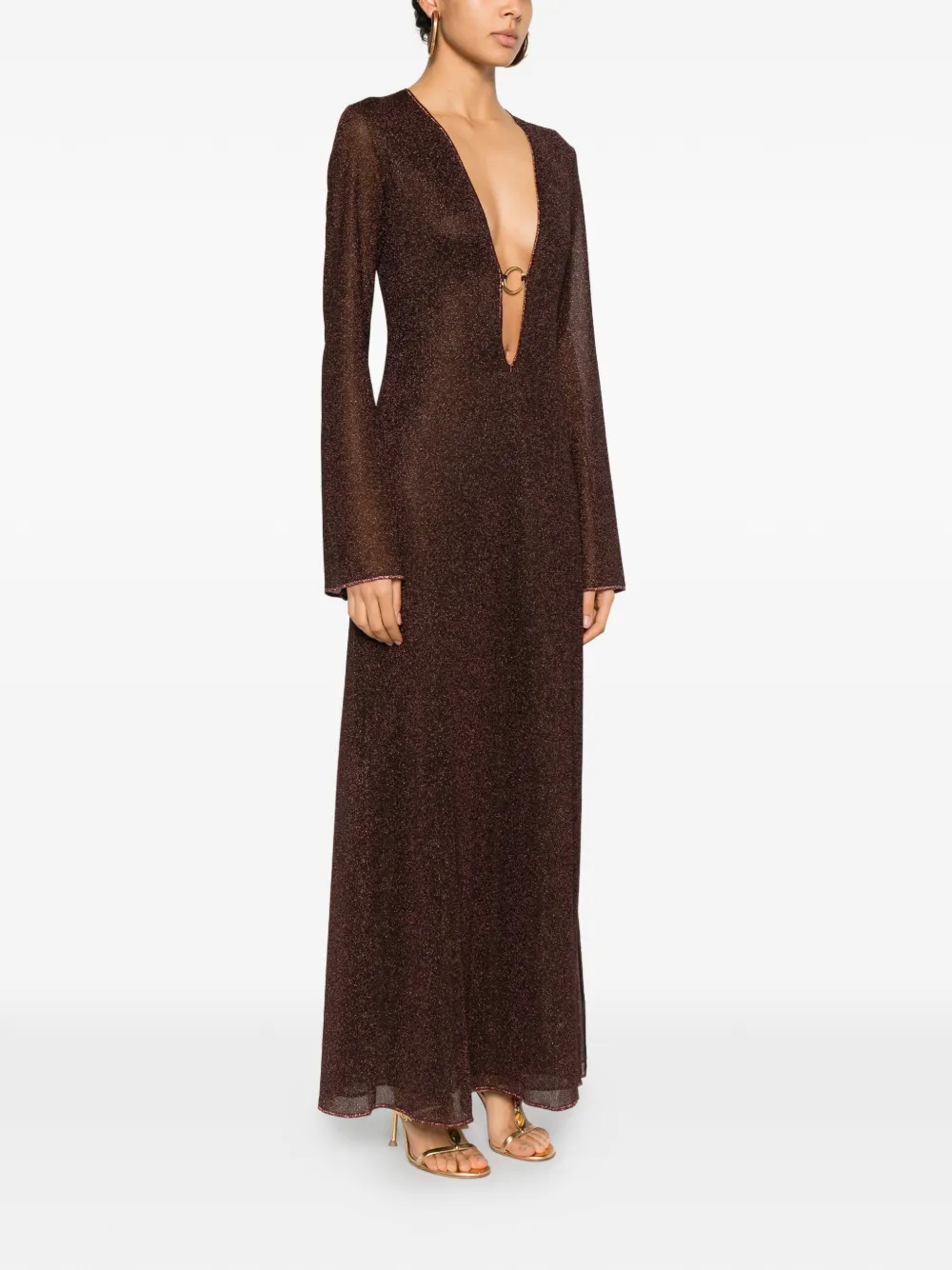  Oséree V-neck Maxi Dress - Brown 