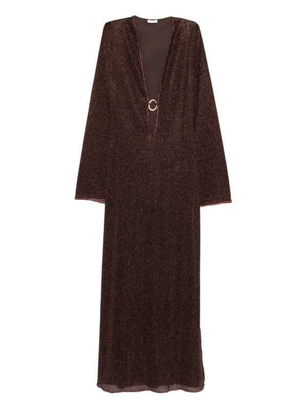 oseree brown dress Lumire Shell open-back maxi dress in brown - Oseree