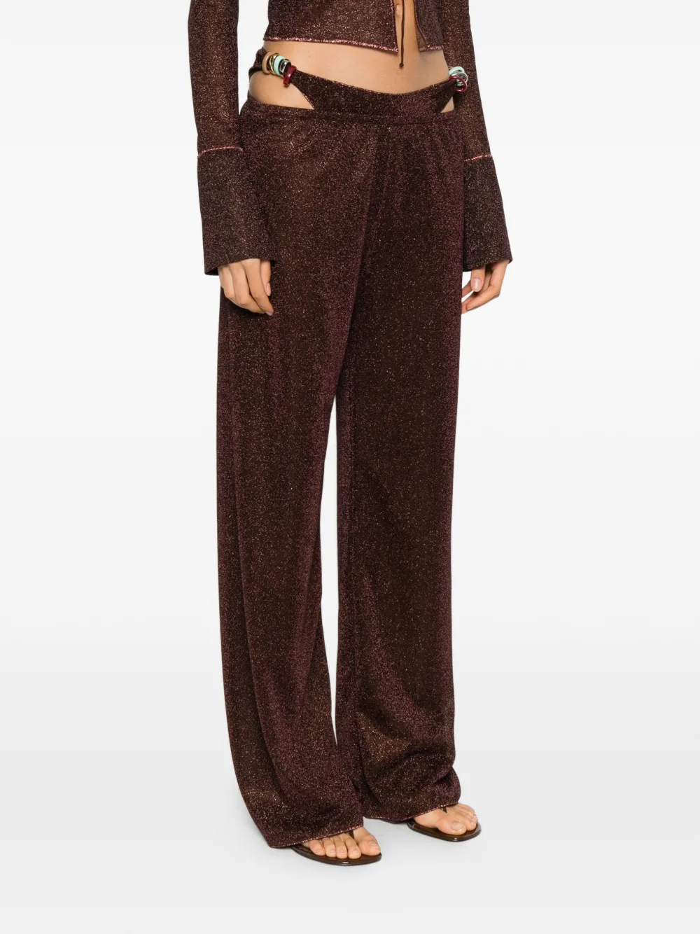  Oséree Beaded Detail Trousers - Brown 
