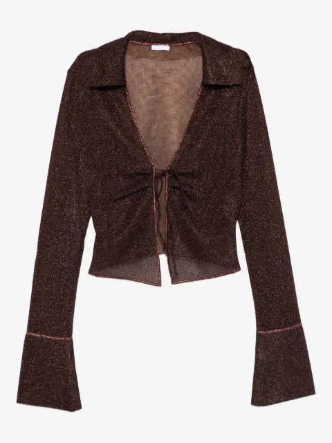 Oséree tie-detail bell-sleeve top