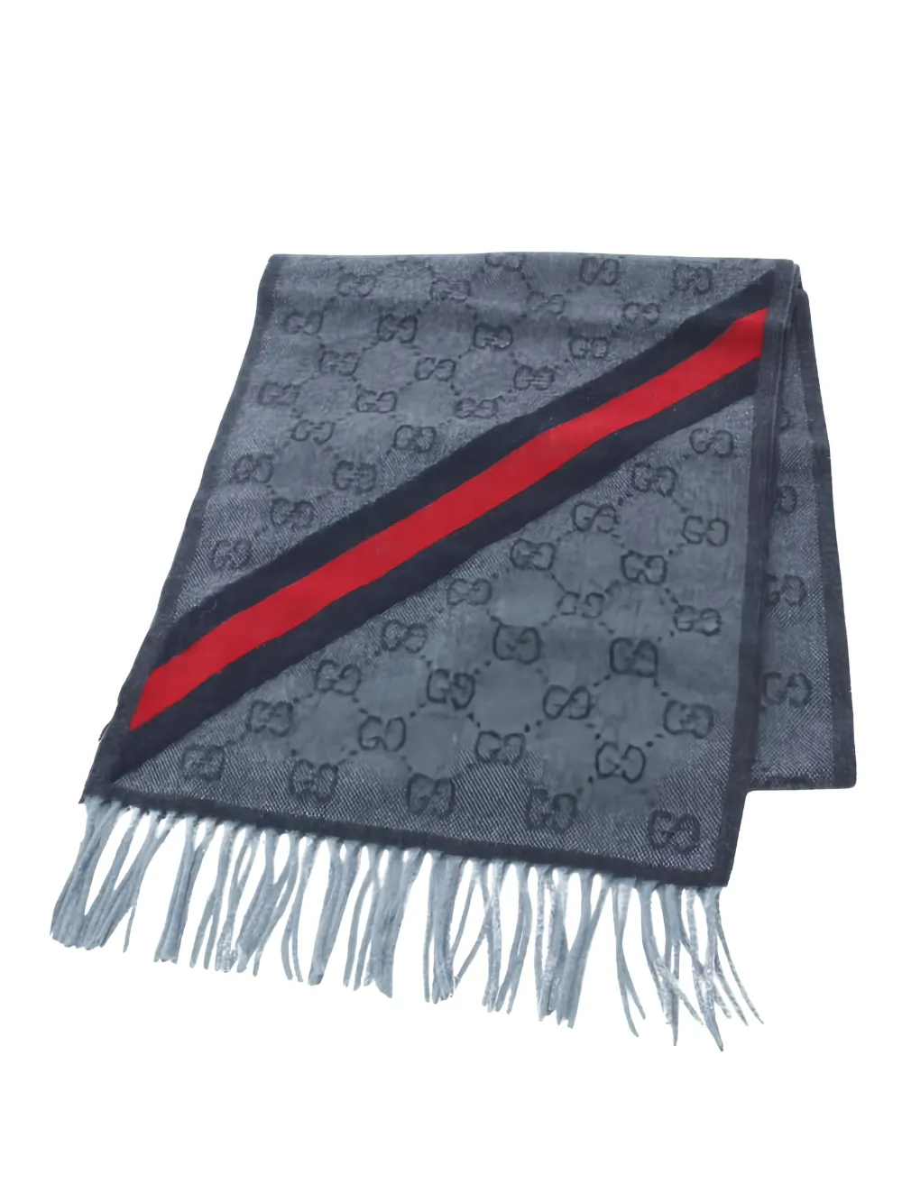 Gucci Pre-Owned écharpe rayée à motif de logo | gris | Image 1