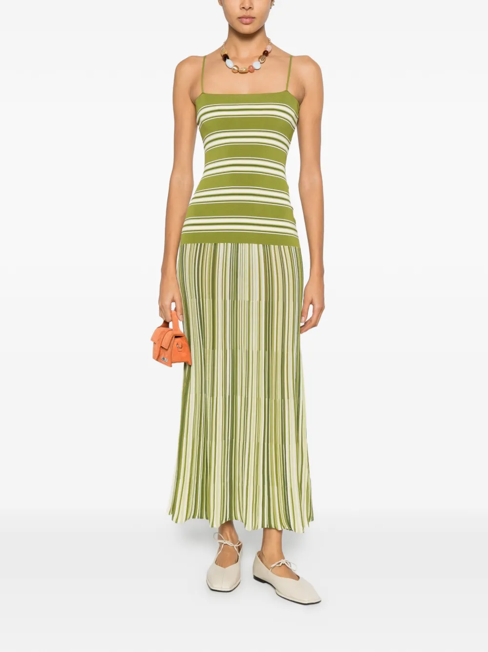 Faithfull the Brand Esenia striped pleated dress - Groen