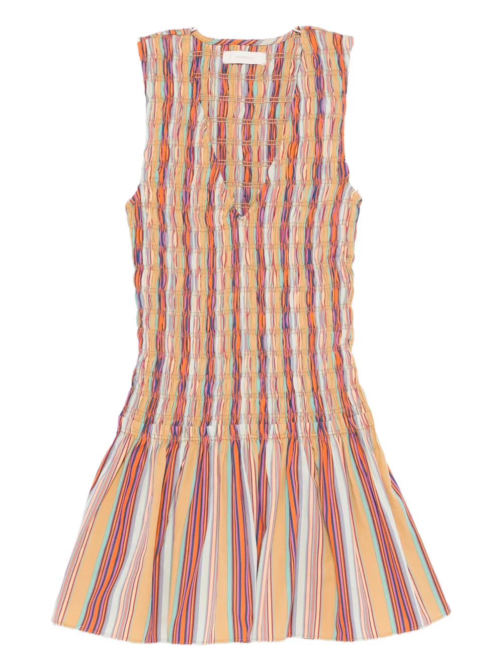 Faithfull the Brand Palomar Mini striped shirred dress - Toni neutri
