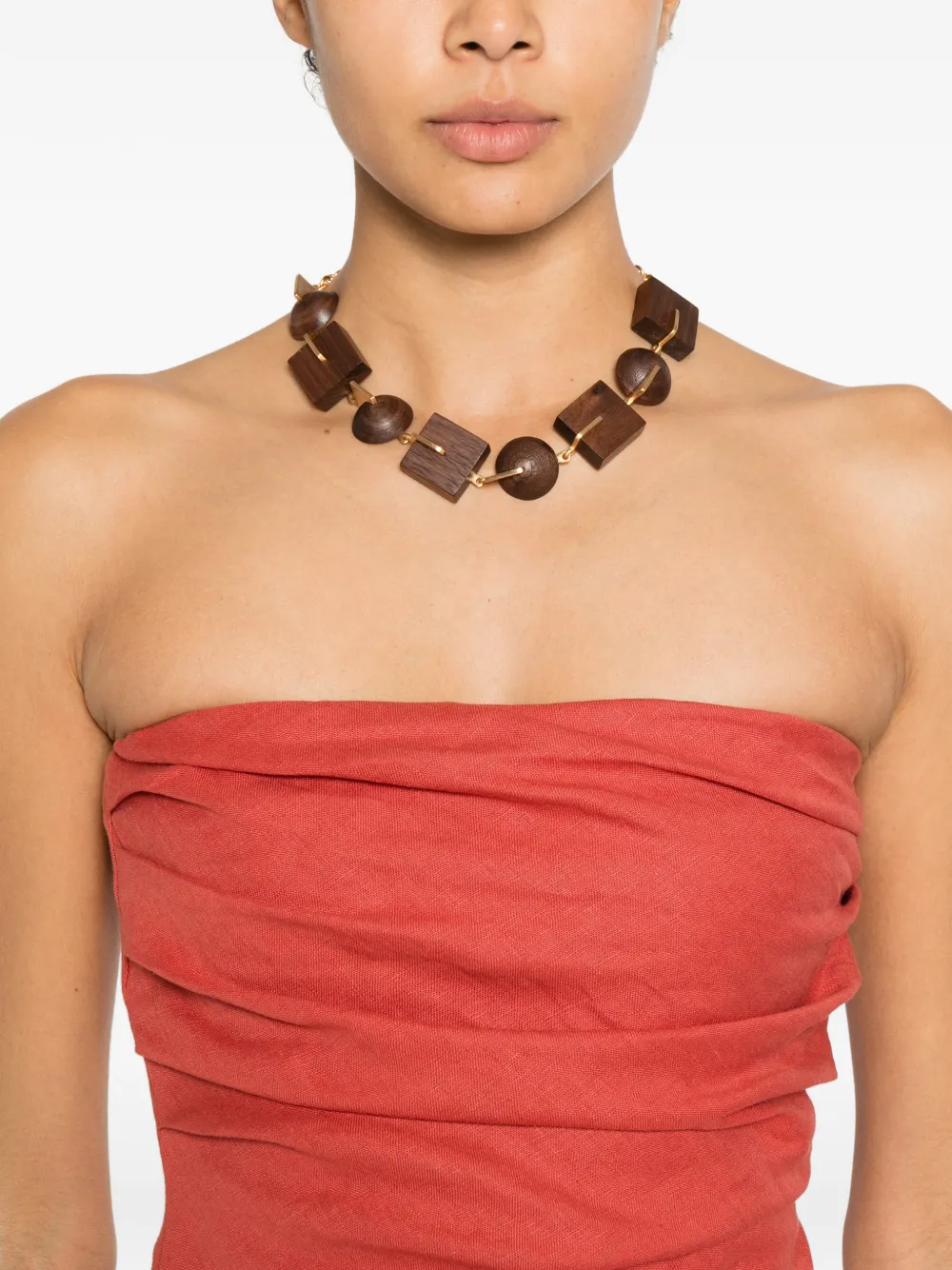 Faithfull Hedy Maxi bandeau jurk met ruches Rood