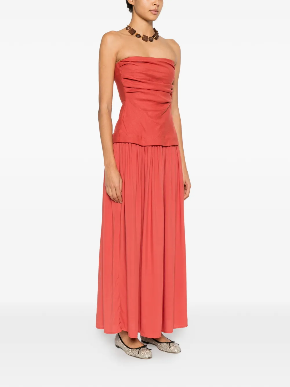 Faithfull Hedy Maxi bandeau jurk met ruches Rood