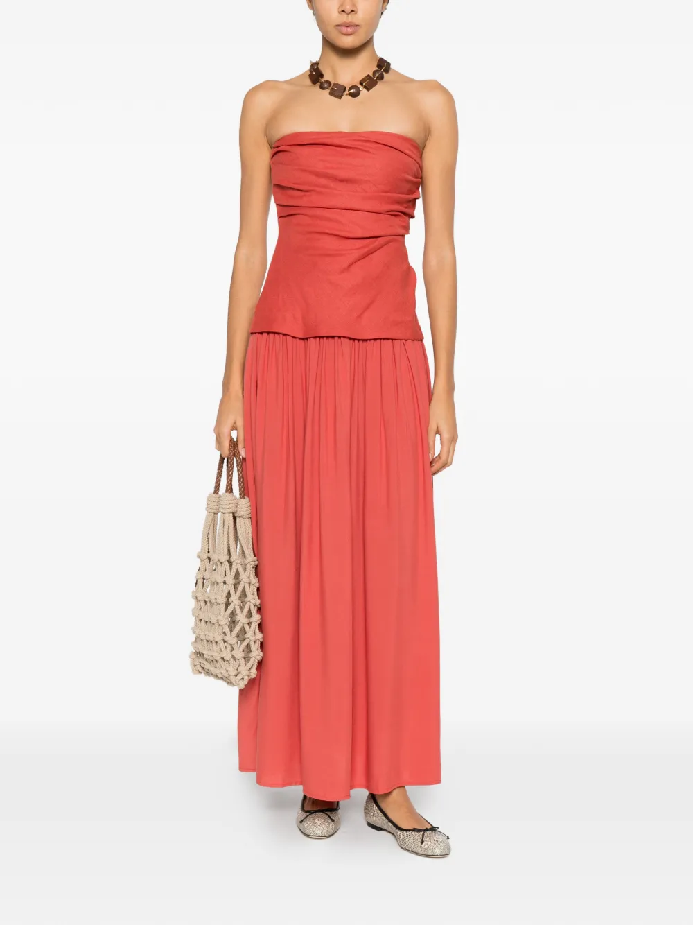 Faithfull the Brand Hedy Maxi ruched bandeau dress - Rood