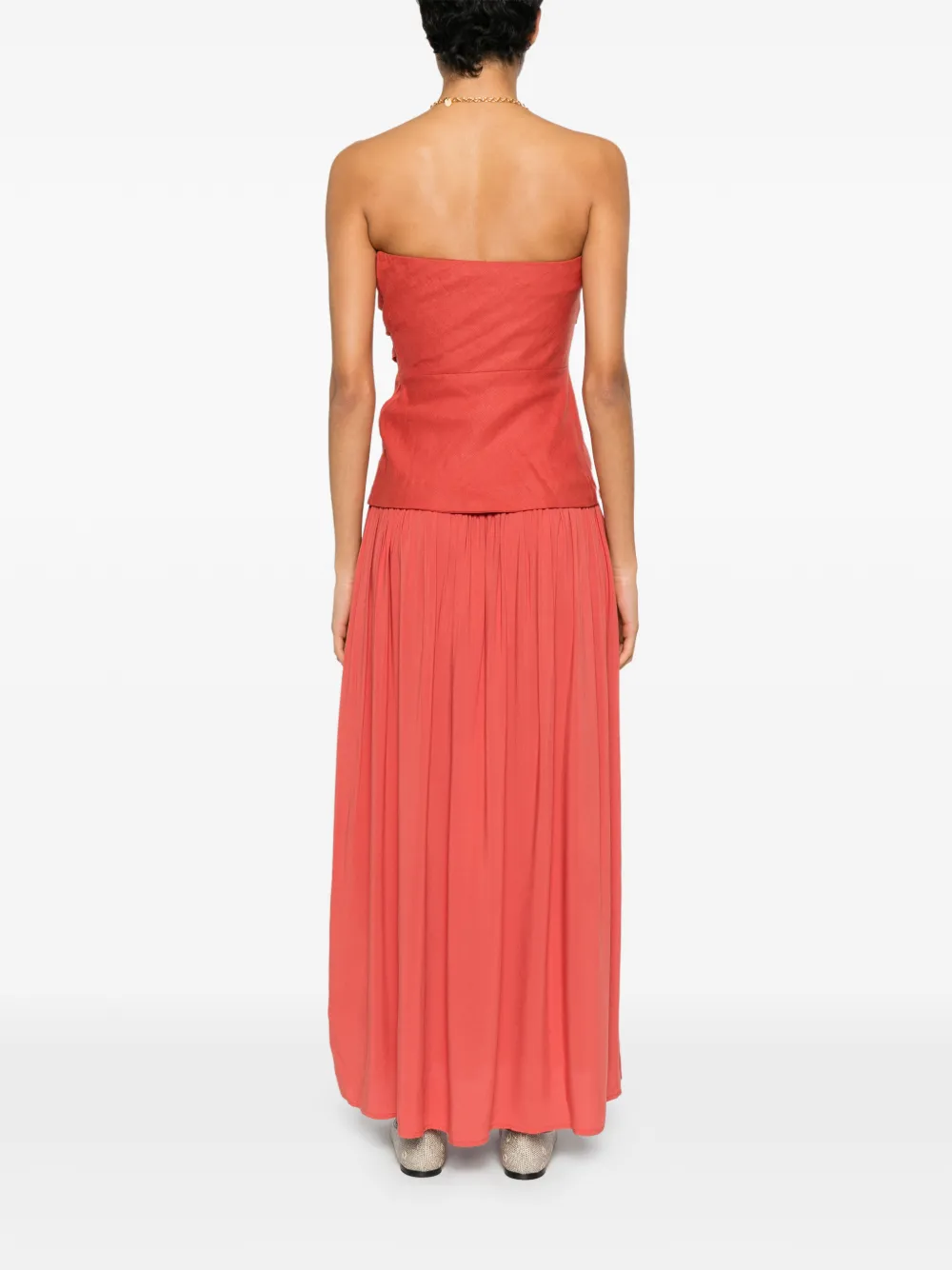 Faithfull Hedy Maxi bandeau jurk met ruches Rood