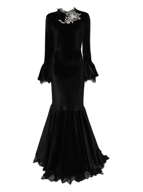 MIAU by Clara Rotescu bell-sleeve embellished maxi dress