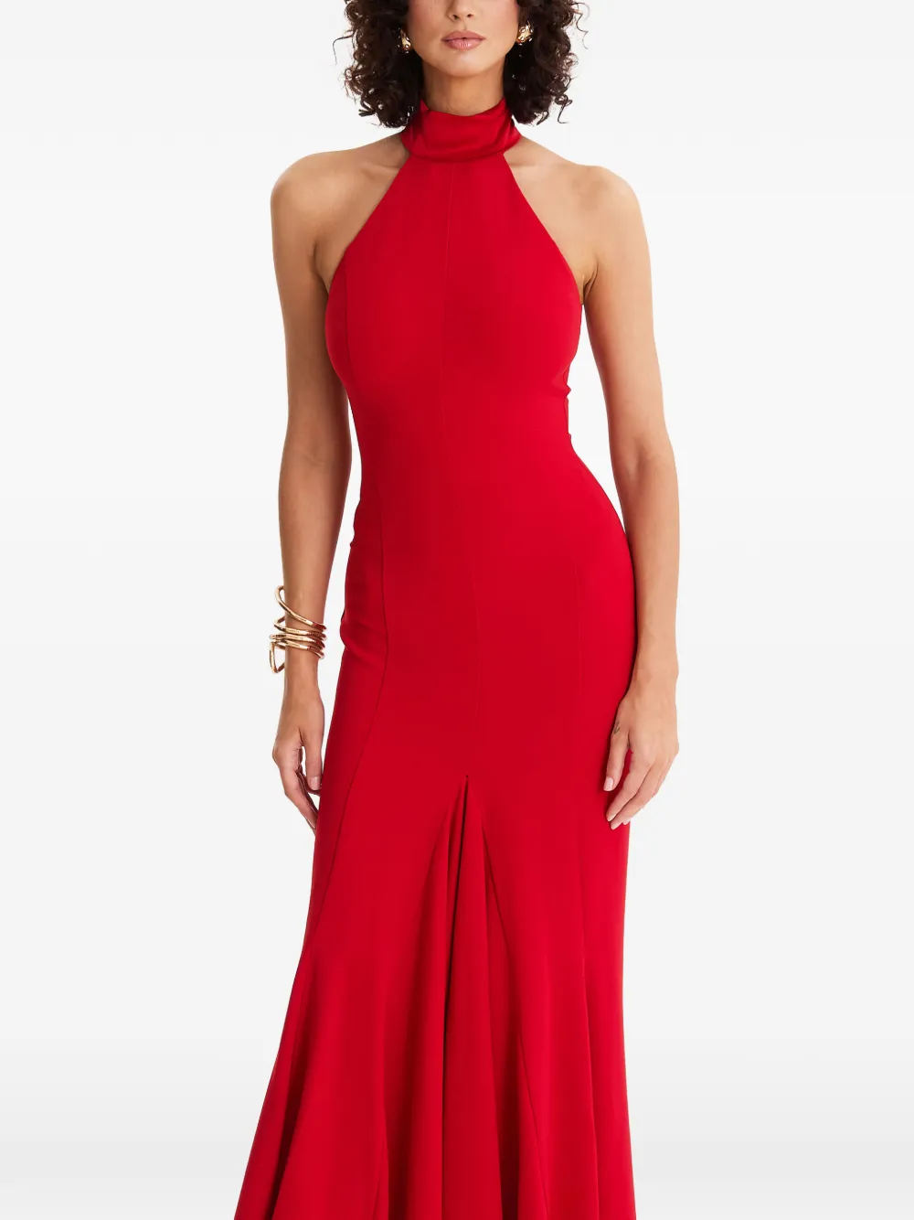 MOOS STUDIO Sweet Dreams halterneck bow-detail maxi dress - Rood