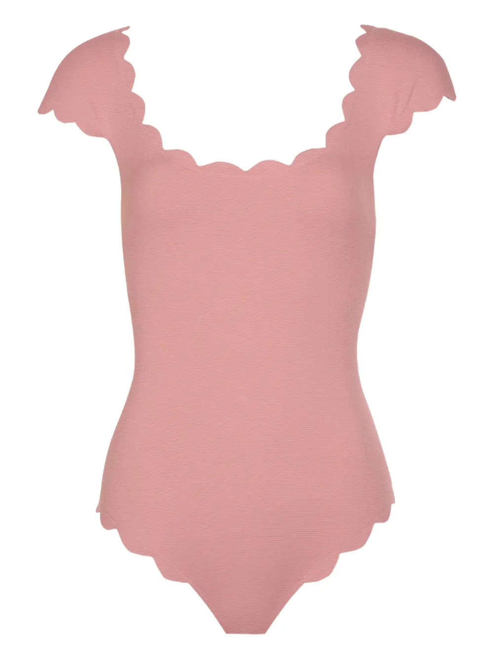 Marysia scalloped short-sleeve swimsuit - Rosa