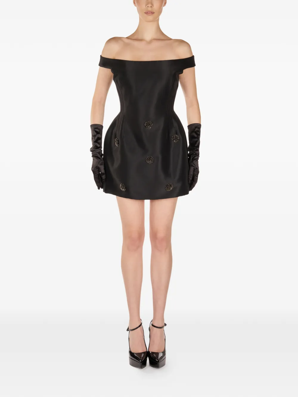 ARAFTU Off-shoulder mini-jurk met verfraaid detail - Zwart