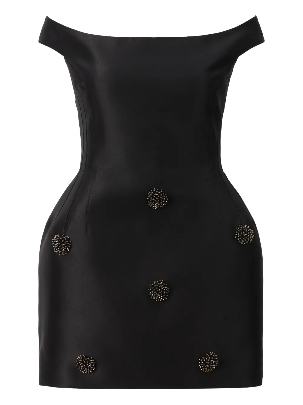 ARAFTU off-shoulder embellished-detail mini dress - Nero