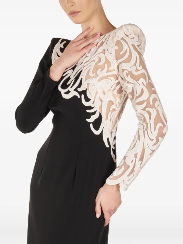 ARAFTU long-sleeve lace-detail Maxi Dress | Black | FARFETCH