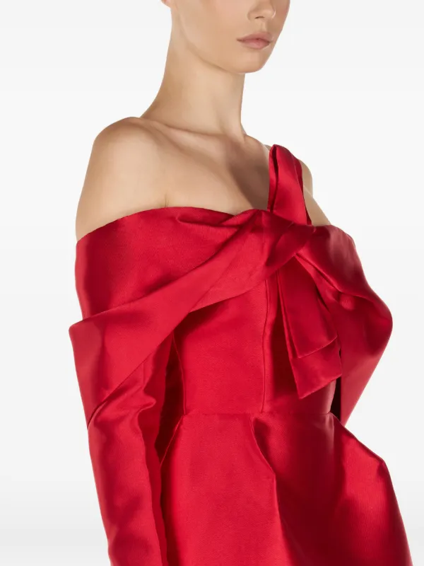 strapless open back dress Earned It One Shoulder Bow Mini Dress Red main image 1