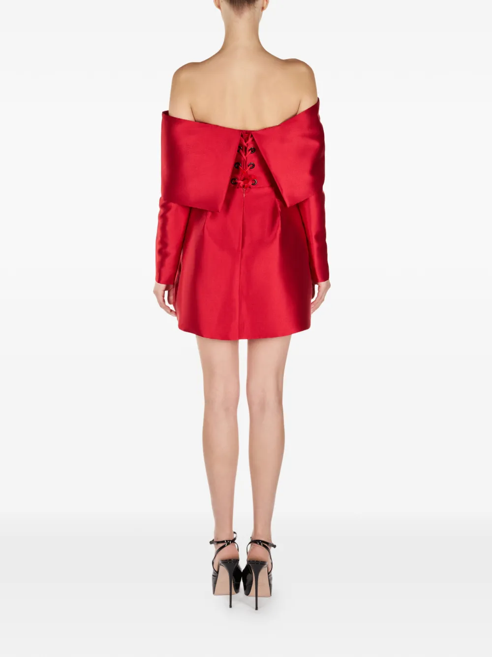  Araftu Bow-detail Off-shoulder Mini Dress - Red 