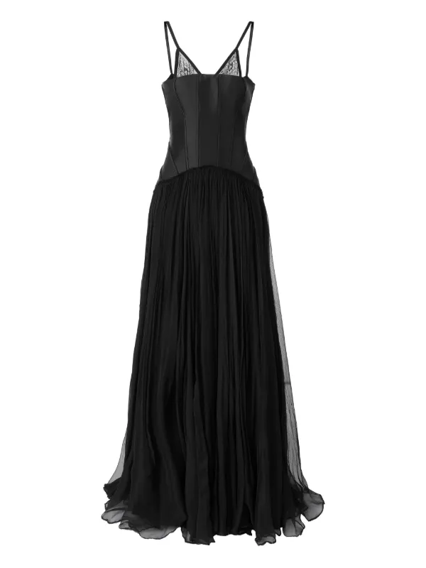 knee length dresses for ladies Gasanova Black Silk Corset Maxi Dress main image 0