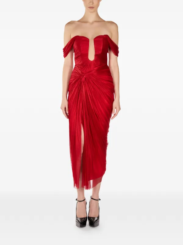 red midi dress with split ASOS Design Racer Neck Midi Dress with side slit detail in Red