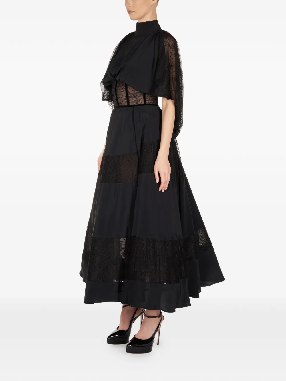 ARAFTU Midi-jurk met kant - Zwart