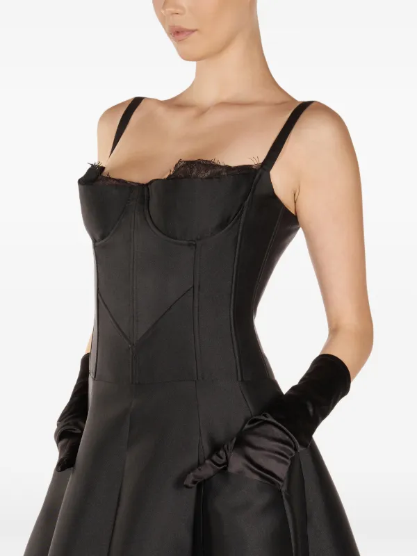 Araftu Lace-detail Midi Dress - Black