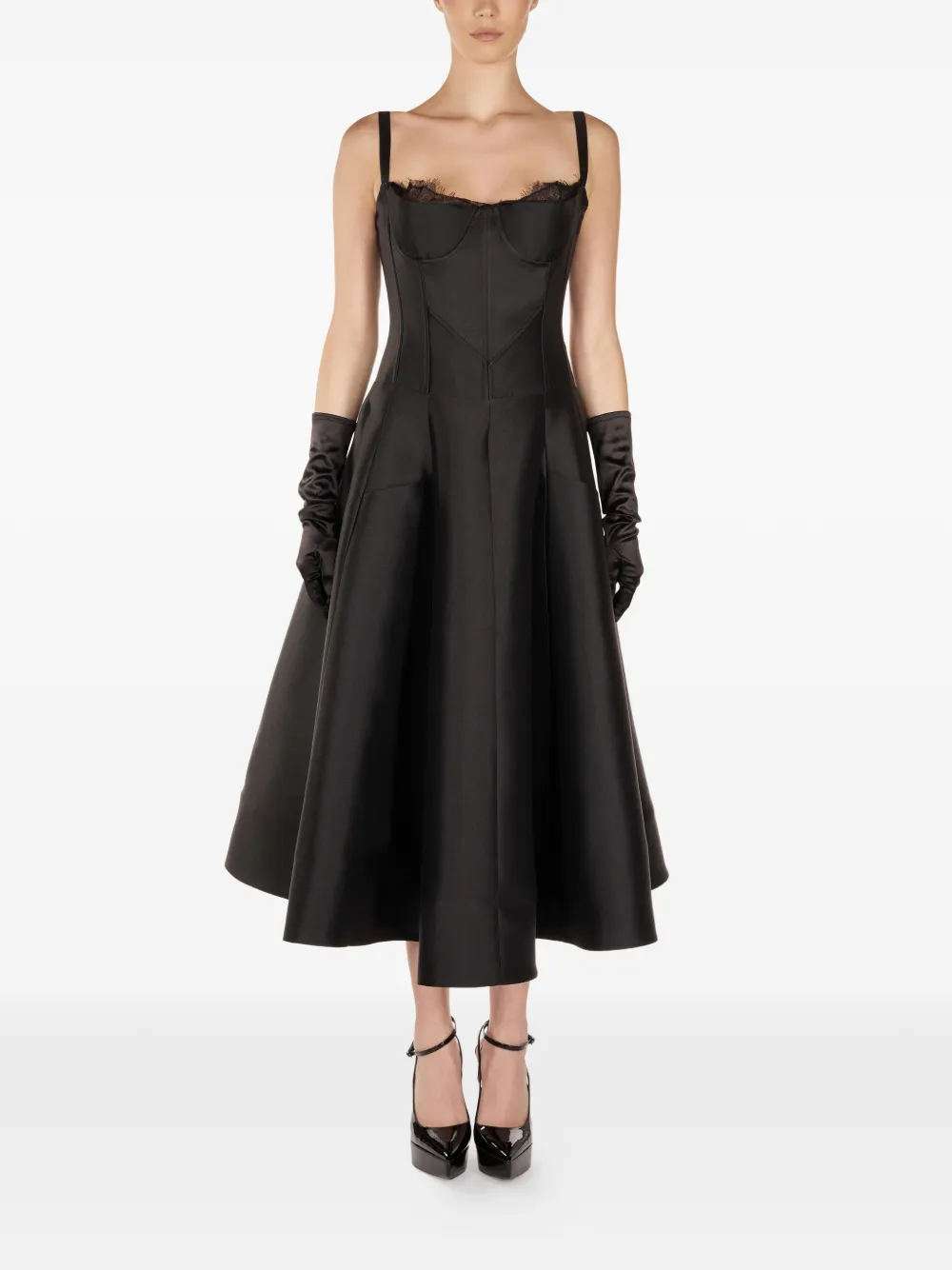 ARAFTU lace-detail midi dress - Nero