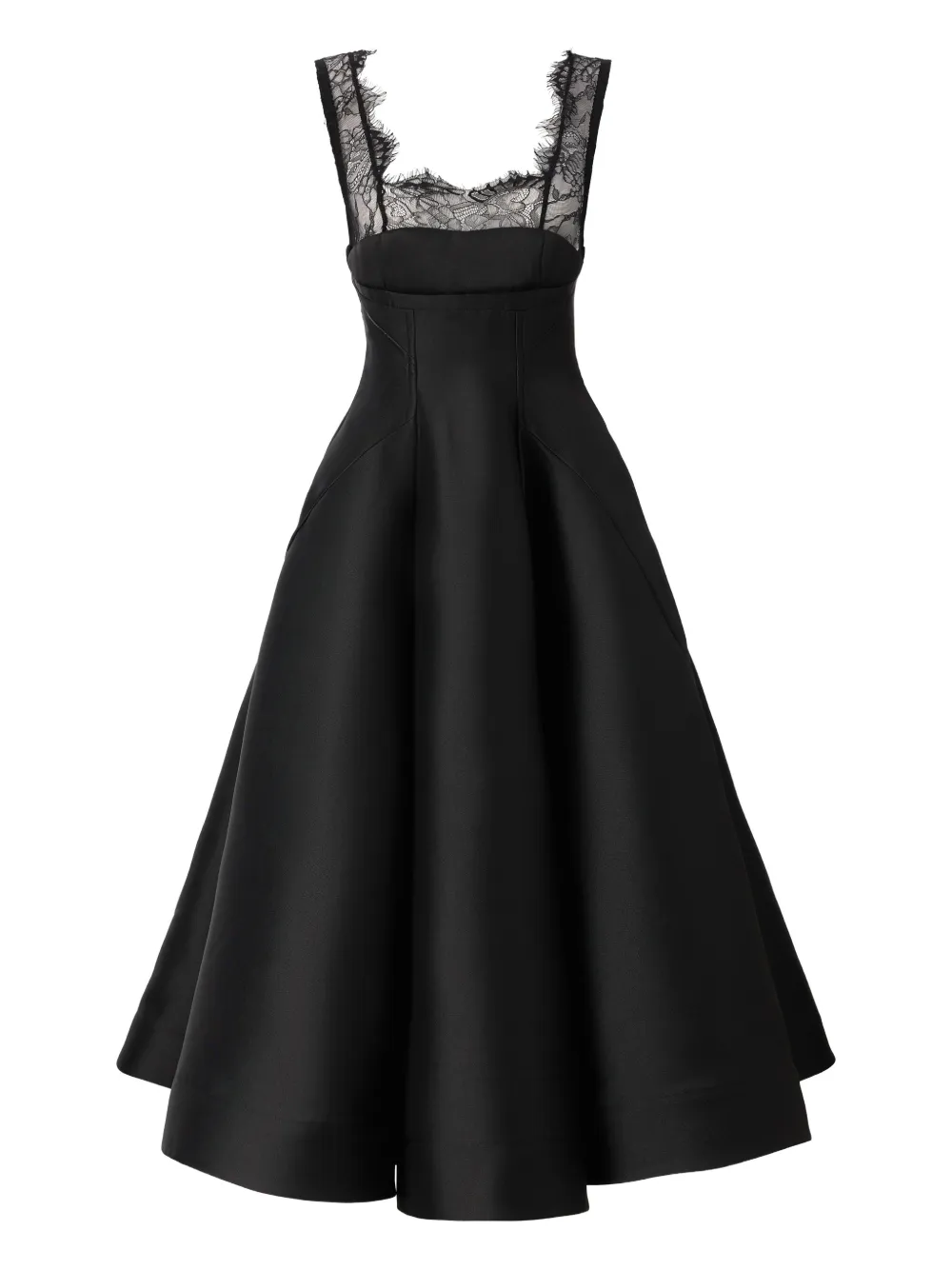 ARAFTU lace-detail flared midi dress - Nero