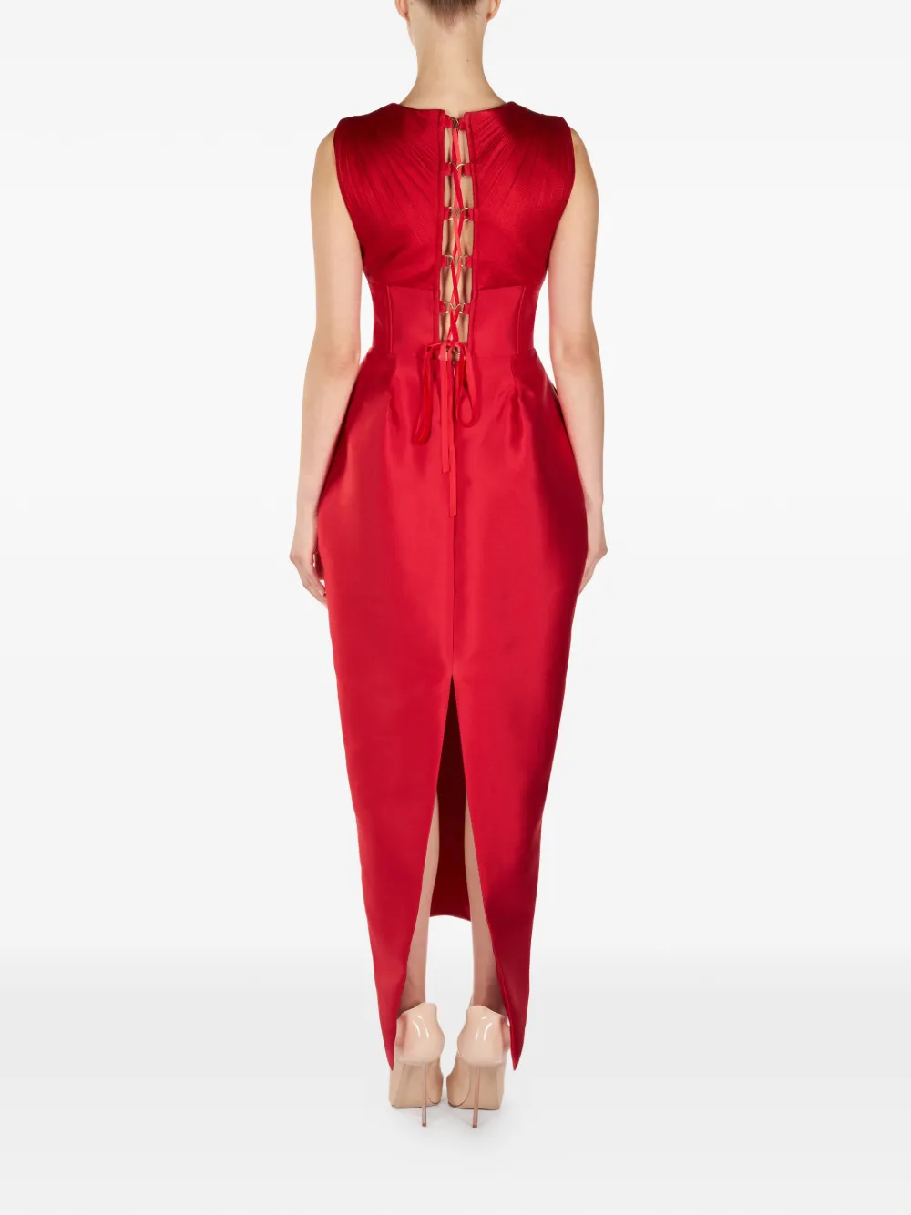 Cut-Out Pleated Midi Dress