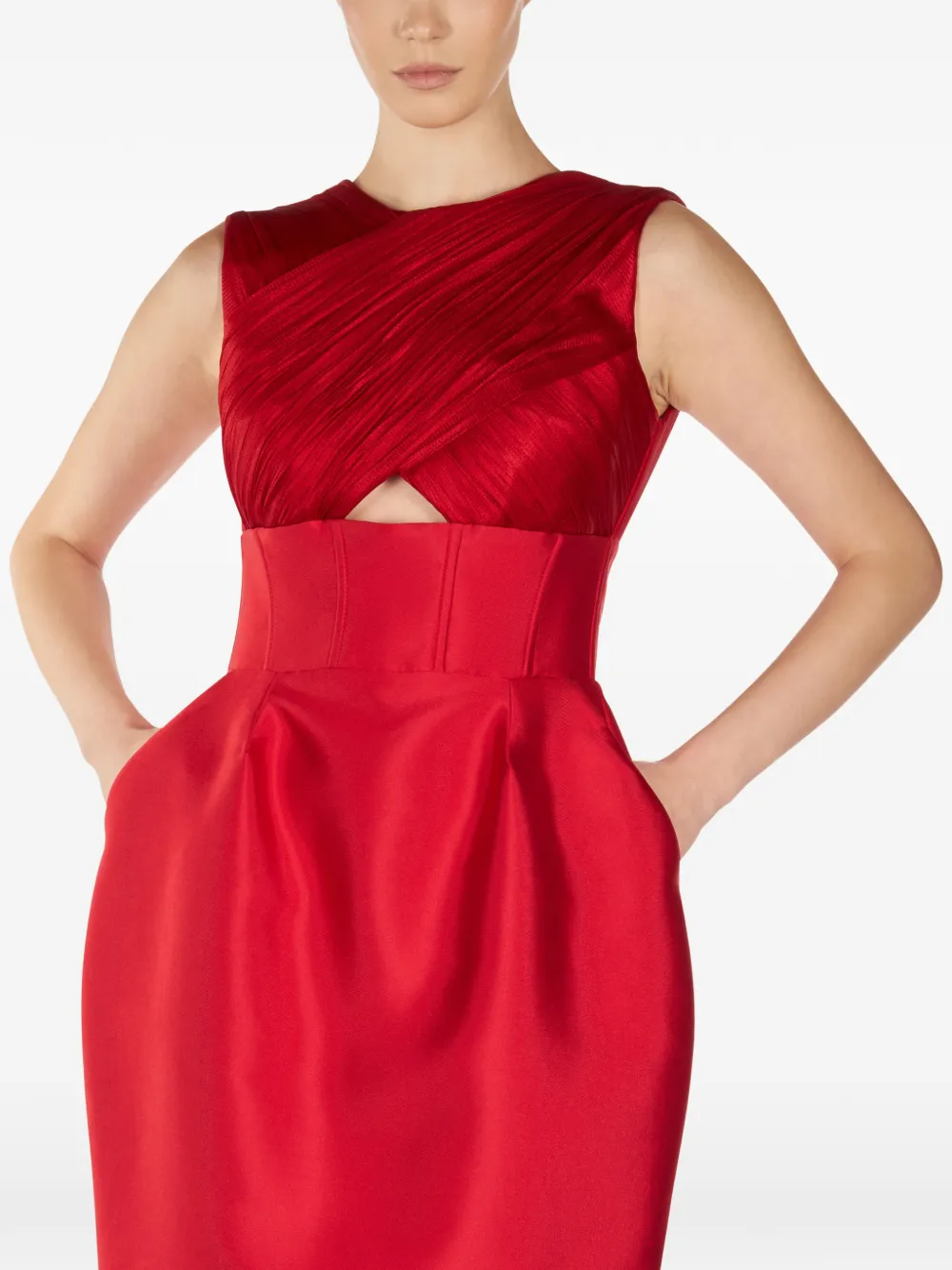 Cut-Out Pleated Midi Dress