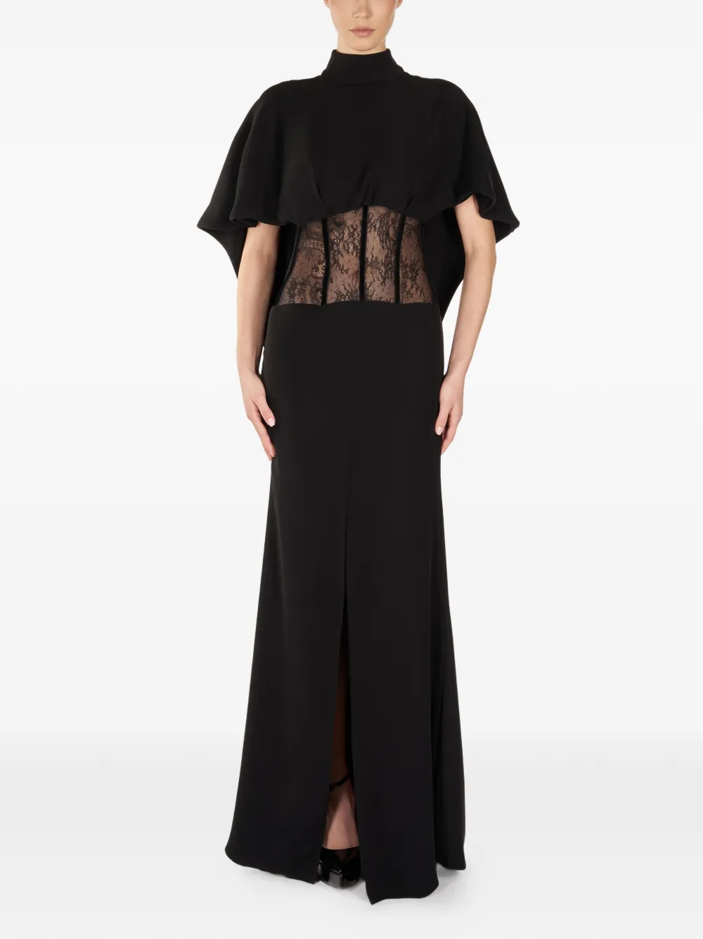 ARAFTU Maxi-jurk met kanten detail - Zwart