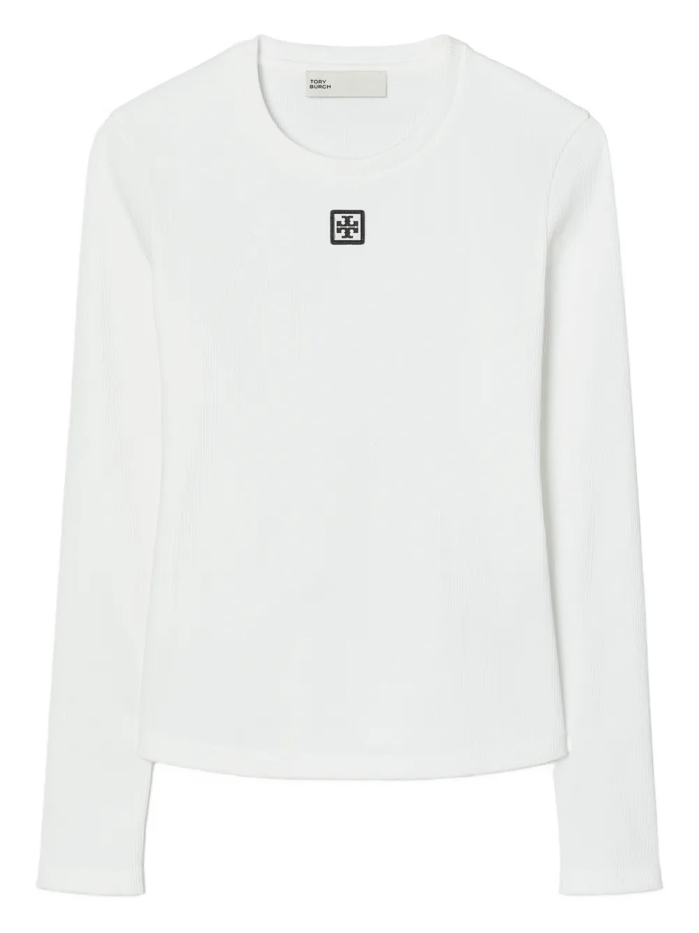 Tory Burch T-shirt a coste con logo - Bianco