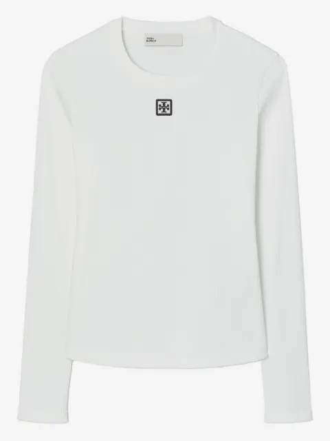Tory Burch playera tejido de canalé con logo