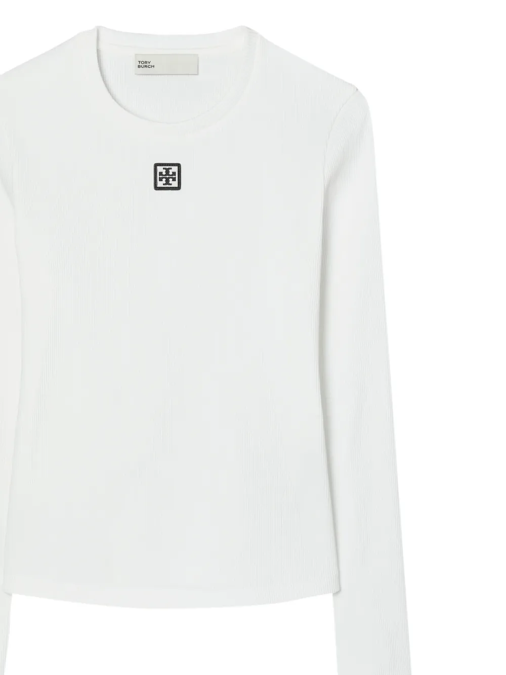 Tory Burch Geribbeld katoenen T-shirt met logo Wit