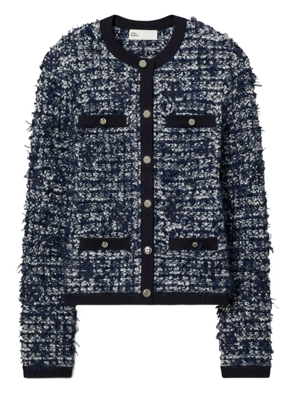 Tory Burch Kendra tweed button cardigan - Blu