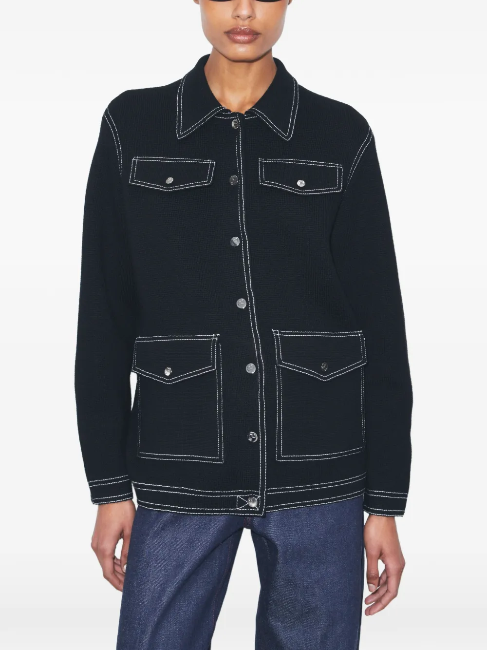 Tory Burch Jack met stiksel Zwart