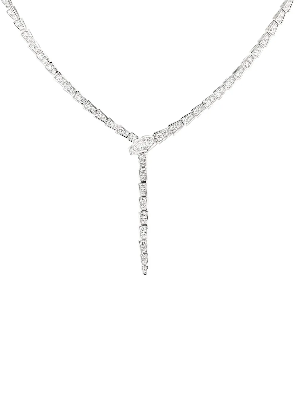 Bvlgari Pre-Owned 2024 Serpenti Viper diamond snake necklace - Argento