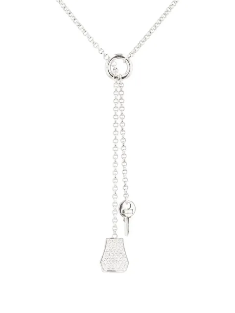 Hermès Pre-Owned 2000's diamond lock white gold necklace
