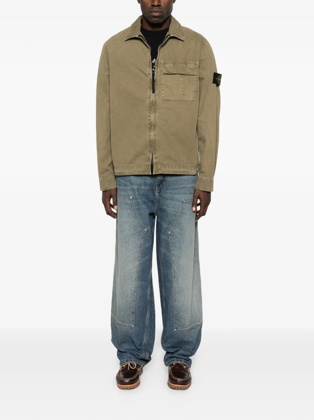 Stone Island 체스트 포켓 집업 셔츠 재킷 | 셔츠 재킷