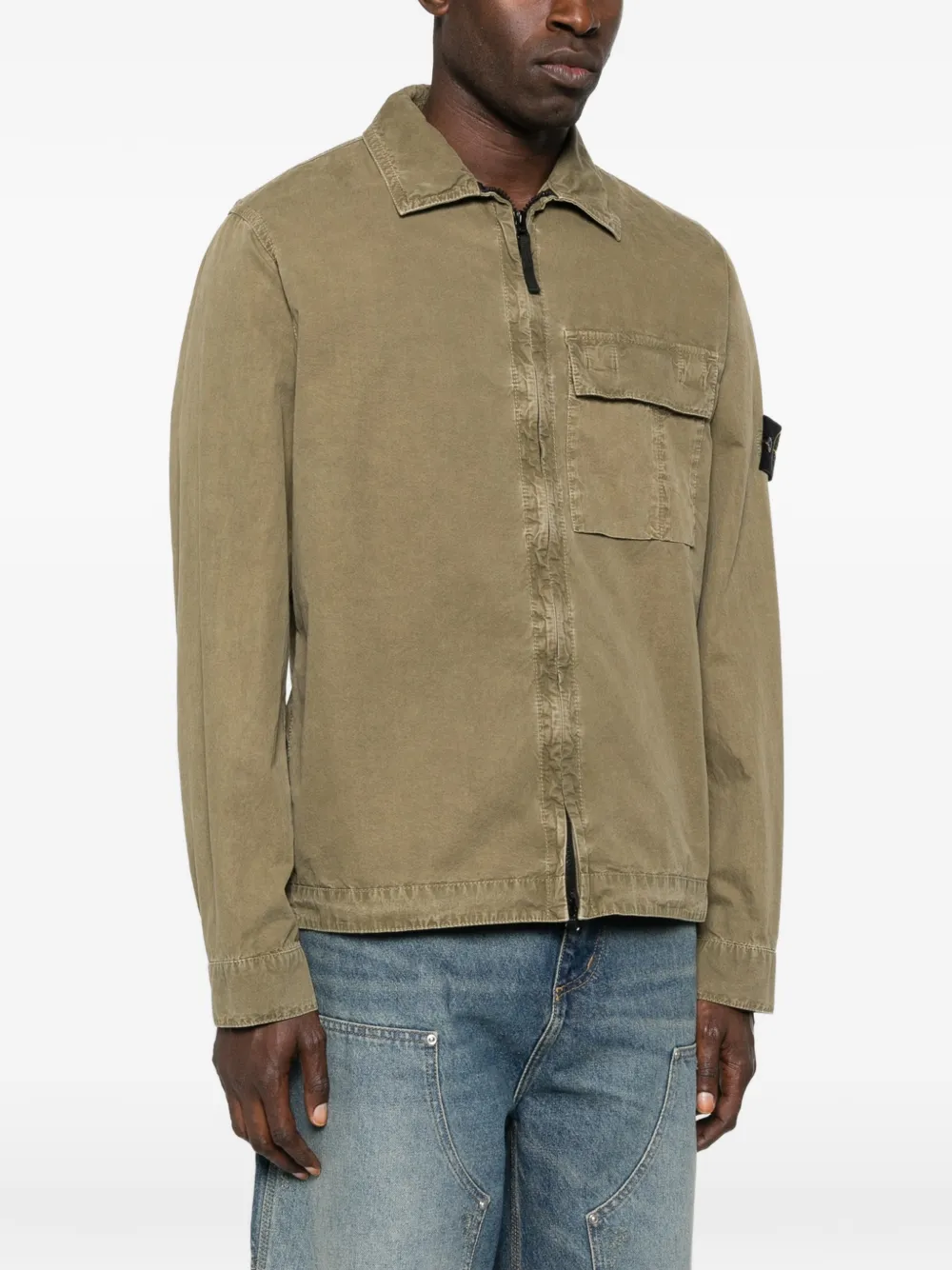 stone  シャツジャケット Stone Island チェストポケット シャツジャケット | グリーン