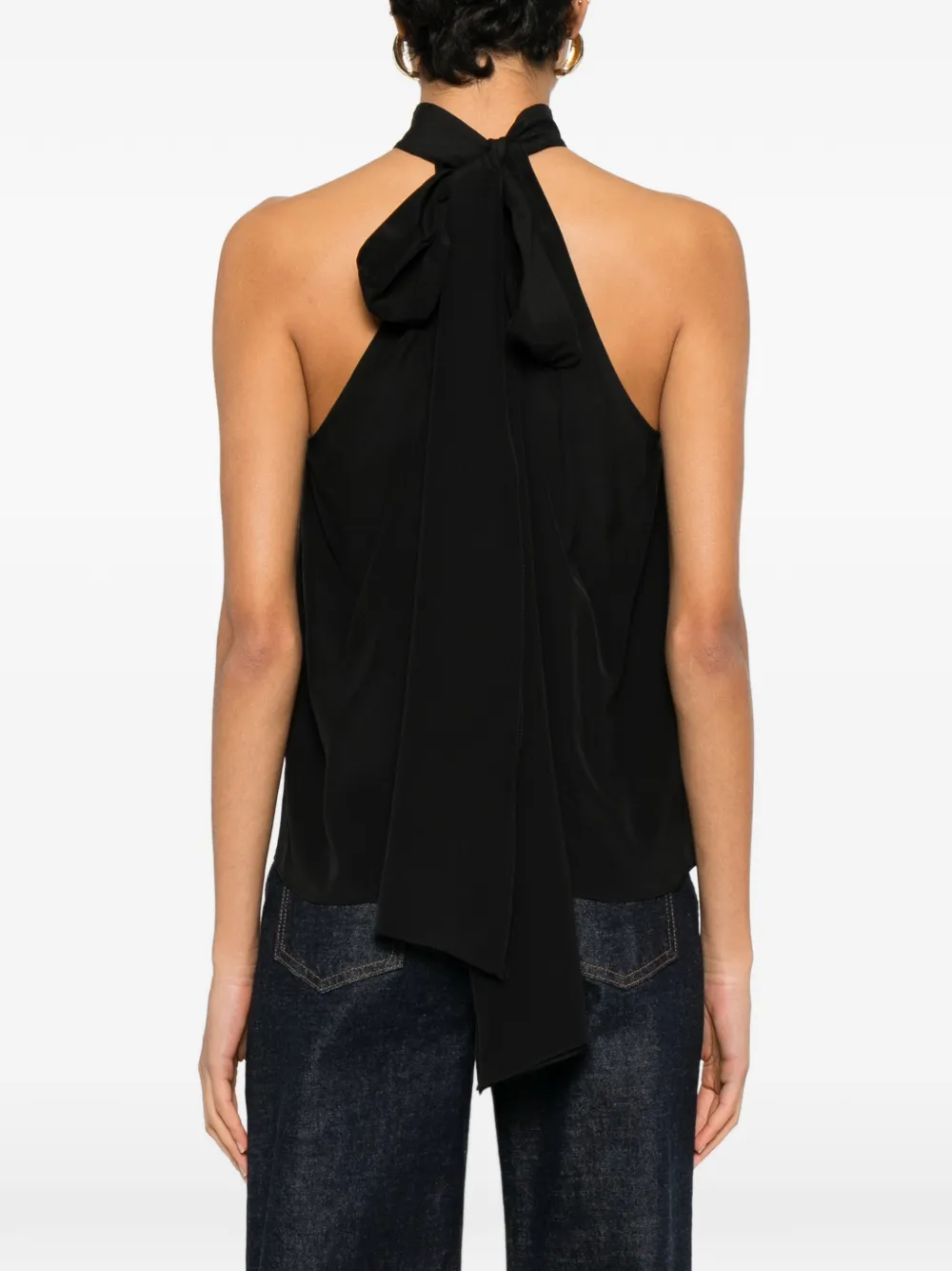 TOM FORD Geribbelde blouse met gestrikte hals Zwart