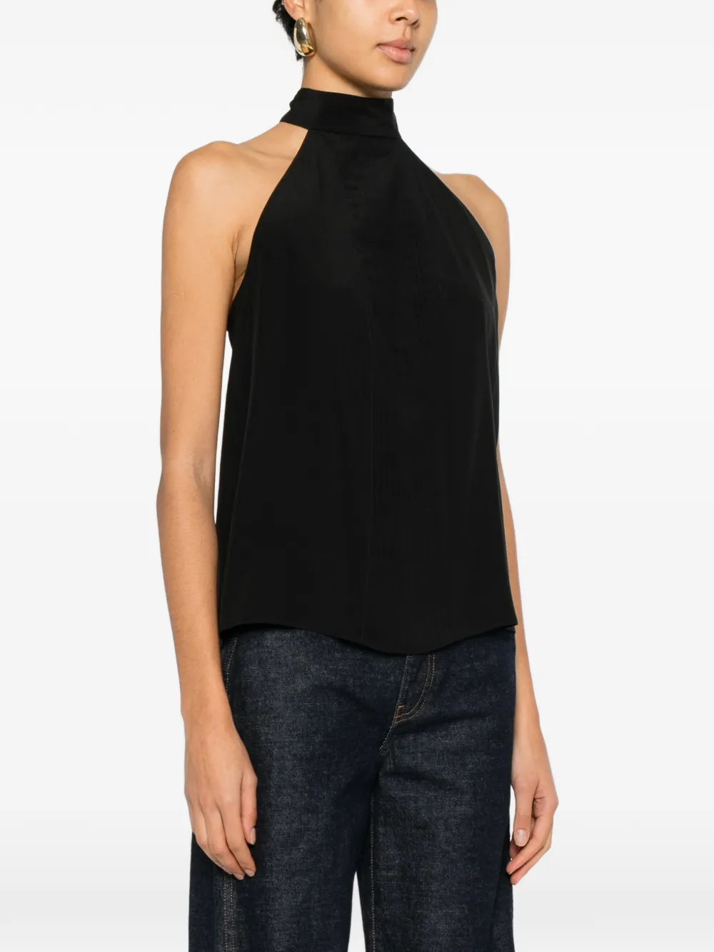  Tom Ford Ribbed Tie-neck Blouse - Black 
