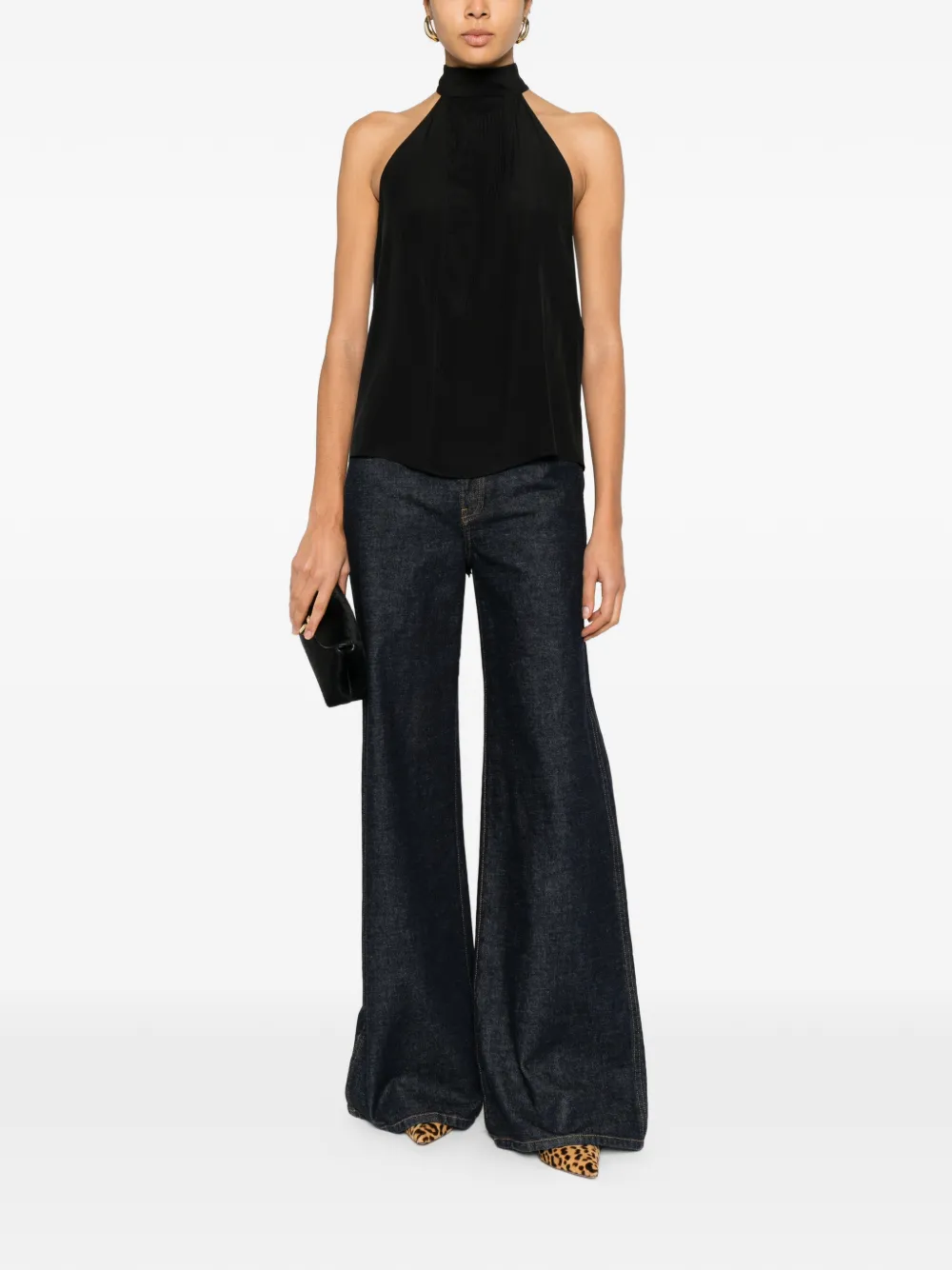 TOM FORD ribbed tie-neck blouse - Zwart