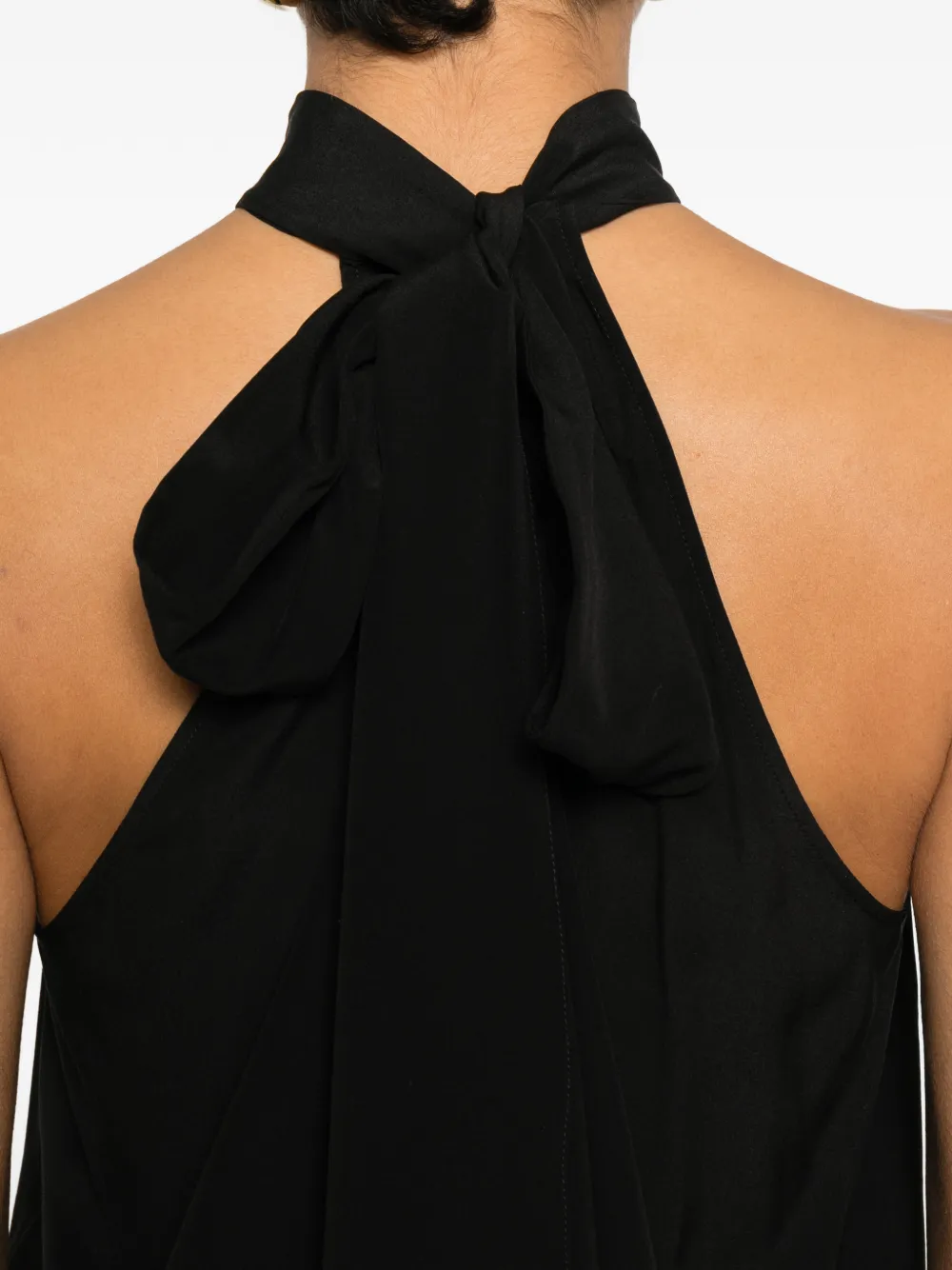 TOM FORD Geribbelde blouse met gestrikte hals Zwart